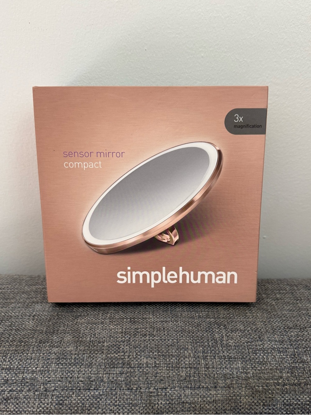NEW Simplehuman Rose Gold Sensor Compact Mirror 3x ST3031 Travel Light Up